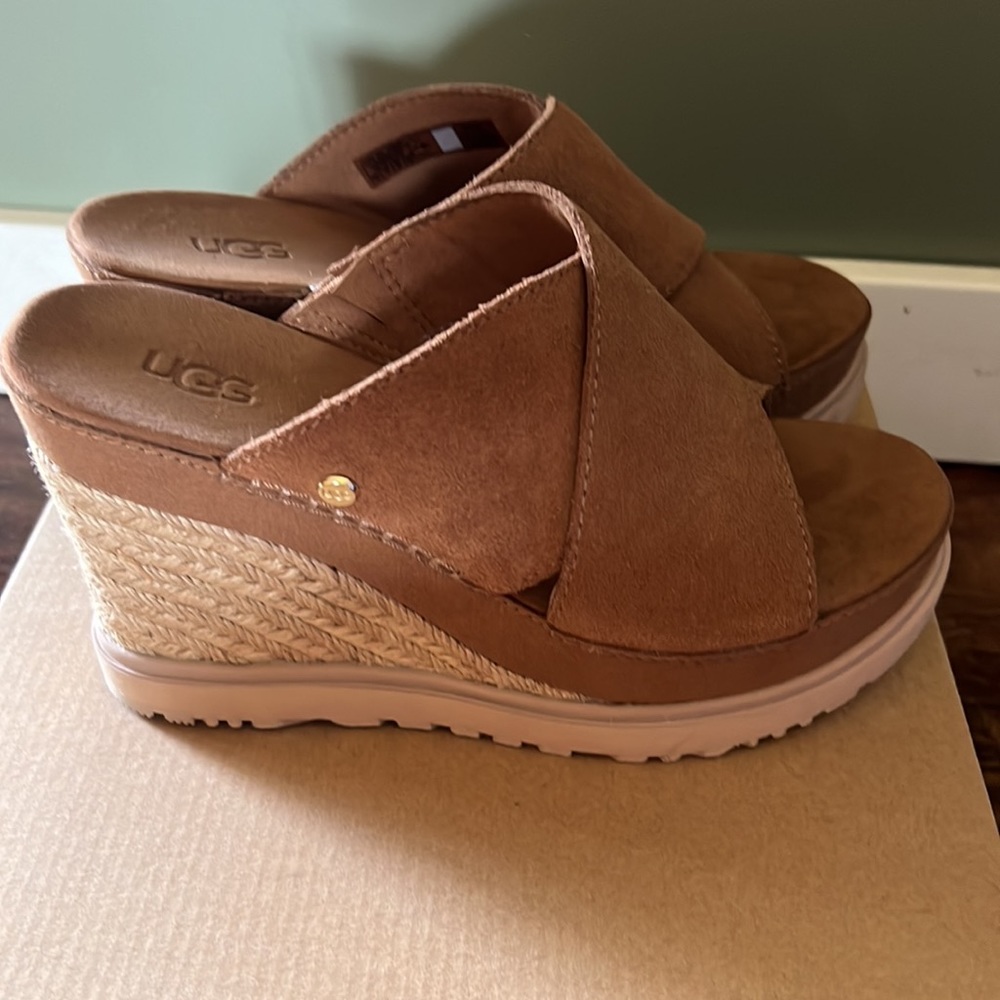 UGG Tan Wedge Sandals